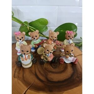 Vintage Homco Bears Figurine Lot 7 Playing Instrument Band Orchestra Porcelain